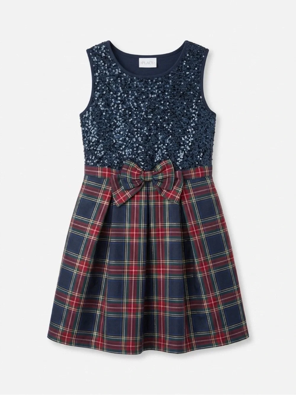 THE CHILDRENS PLACE Girls Size 16 XXL/TTG Navy & Plaid Dress